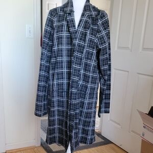 Melloday Stylish Black and White Plaid Women's Coat